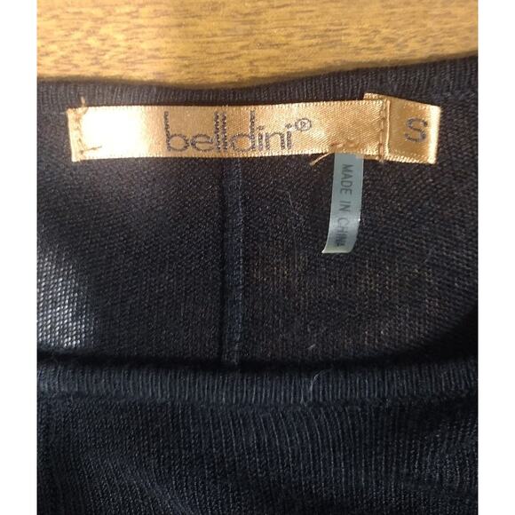 Belldini Sharks Tooth Hem Sheer Sweater Tunic with Heavy Ribbed Arms Black Sz S - Picture 6 of 8